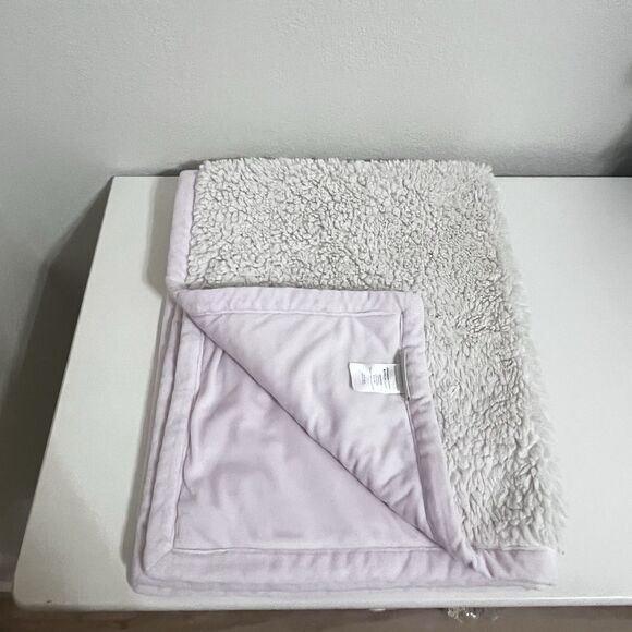 Pottery Barn Kids PBK Pink Velour White Sherpa Baby Blanket Lovey Lovie Blankie - Picture 10 of 15